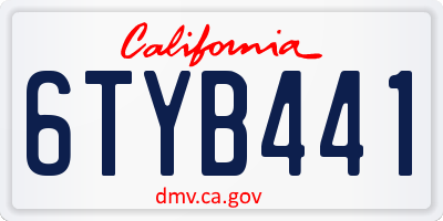 CA license plate 6TYB441