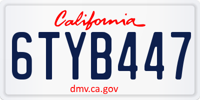 CA license plate 6TYB447