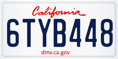 CA license plate 6TYB448