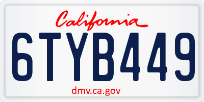 CA license plate 6TYB449