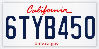 CA license plate 6TYB450