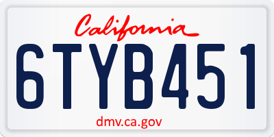CA license plate 6TYB451