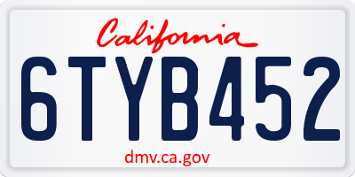 CA license plate 6TYB452