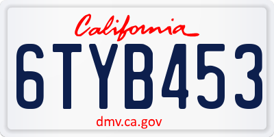 CA license plate 6TYB453