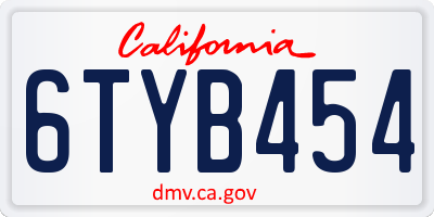 CA license plate 6TYB454