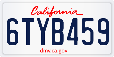 CA license plate 6TYB459