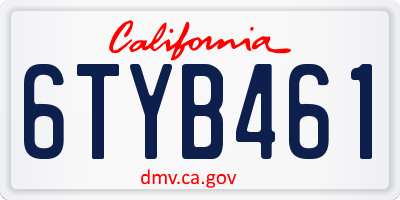CA license plate 6TYB461