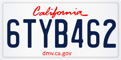 CA license plate 6TYB462