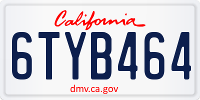 CA license plate 6TYB464