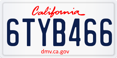 CA license plate 6TYB466