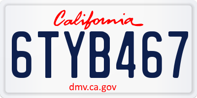 CA license plate 6TYB467