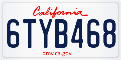 CA license plate 6TYB468