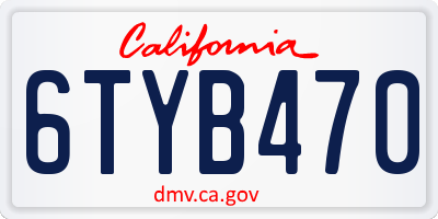 CA license plate 6TYB470