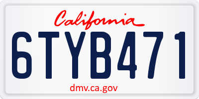 CA license plate 6TYB471