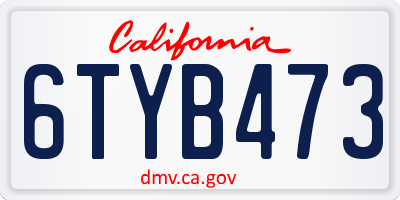 CA license plate 6TYB473