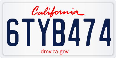 CA license plate 6TYB474