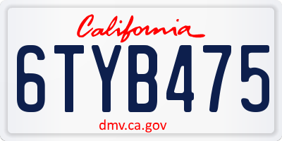 CA license plate 6TYB475