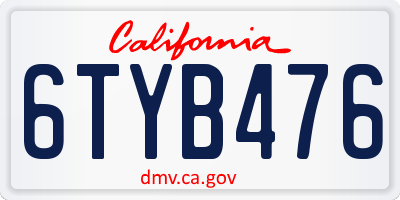 CA license plate 6TYB476