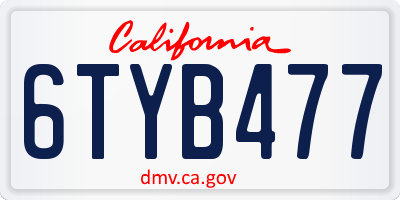 CA license plate 6TYB477