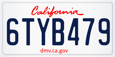 CA license plate 6TYB479