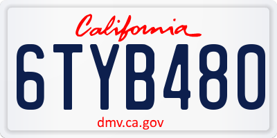 CA license plate 6TYB480