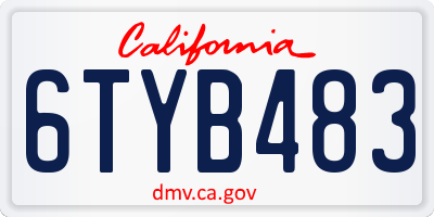 CA license plate 6TYB483
