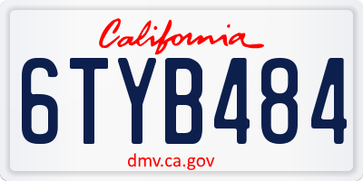 CA license plate 6TYB484