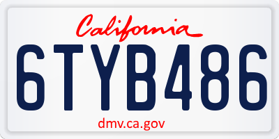 CA license plate 6TYB486