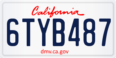 CA license plate 6TYB487