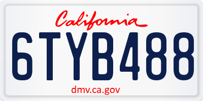 CA license plate 6TYB488