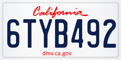 CA license plate 6TYB492