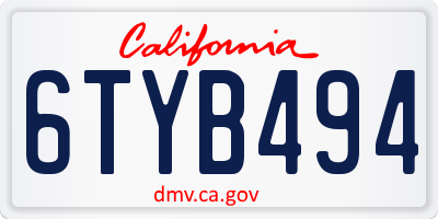 CA license plate 6TYB494