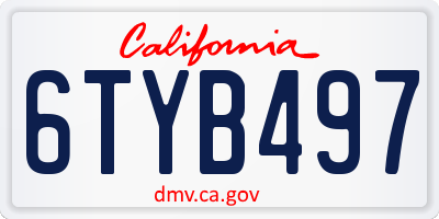 CA license plate 6TYB497