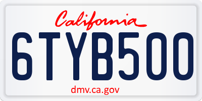 CA license plate 6TYB500