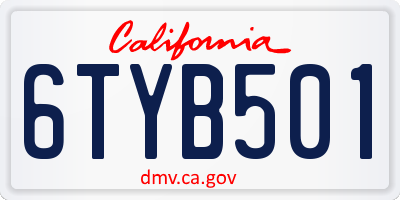 CA license plate 6TYB501