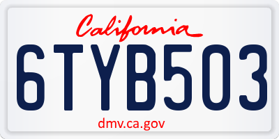 CA license plate 6TYB503