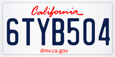 CA license plate 6TYB504