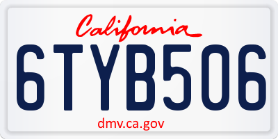 CA license plate 6TYB506