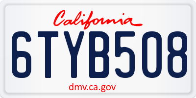 CA license plate 6TYB508