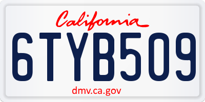 CA license plate 6TYB509