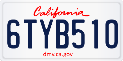 CA license plate 6TYB510