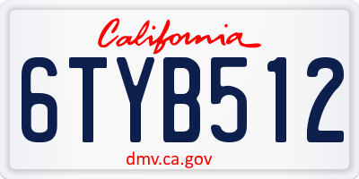 CA license plate 6TYB512