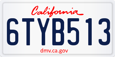 CA license plate 6TYB513