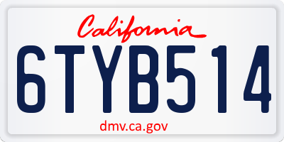 CA license plate 6TYB514