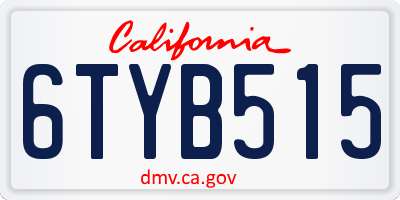 CA license plate 6TYB515