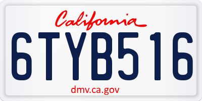 CA license plate 6TYB516