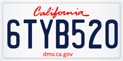 CA license plate 6TYB520