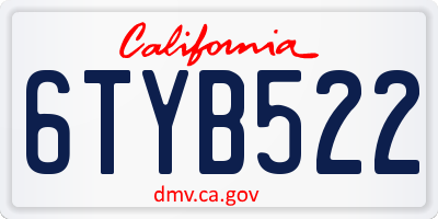 CA license plate 6TYB522