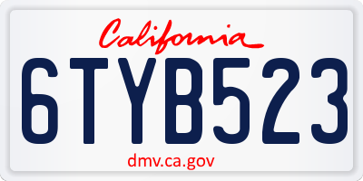 CA license plate 6TYB523