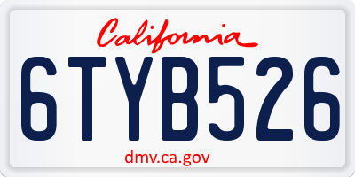 CA license plate 6TYB526